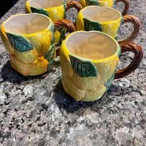 Set of 5 FITZ AND FLOYD Lemon 🍋 Mugs with handles